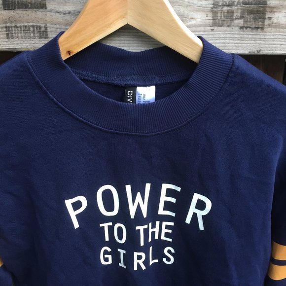 H&M "Power to the Girls" blue sweatshirt - size XS - Picture 3 of 7